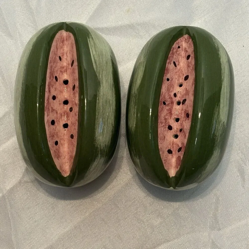 Vintage Watermelon Shaped Salt And Pepper Shaker